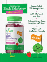 Carlyle Elderberry Gummies for Kids label highlights zinc and vitamin C.