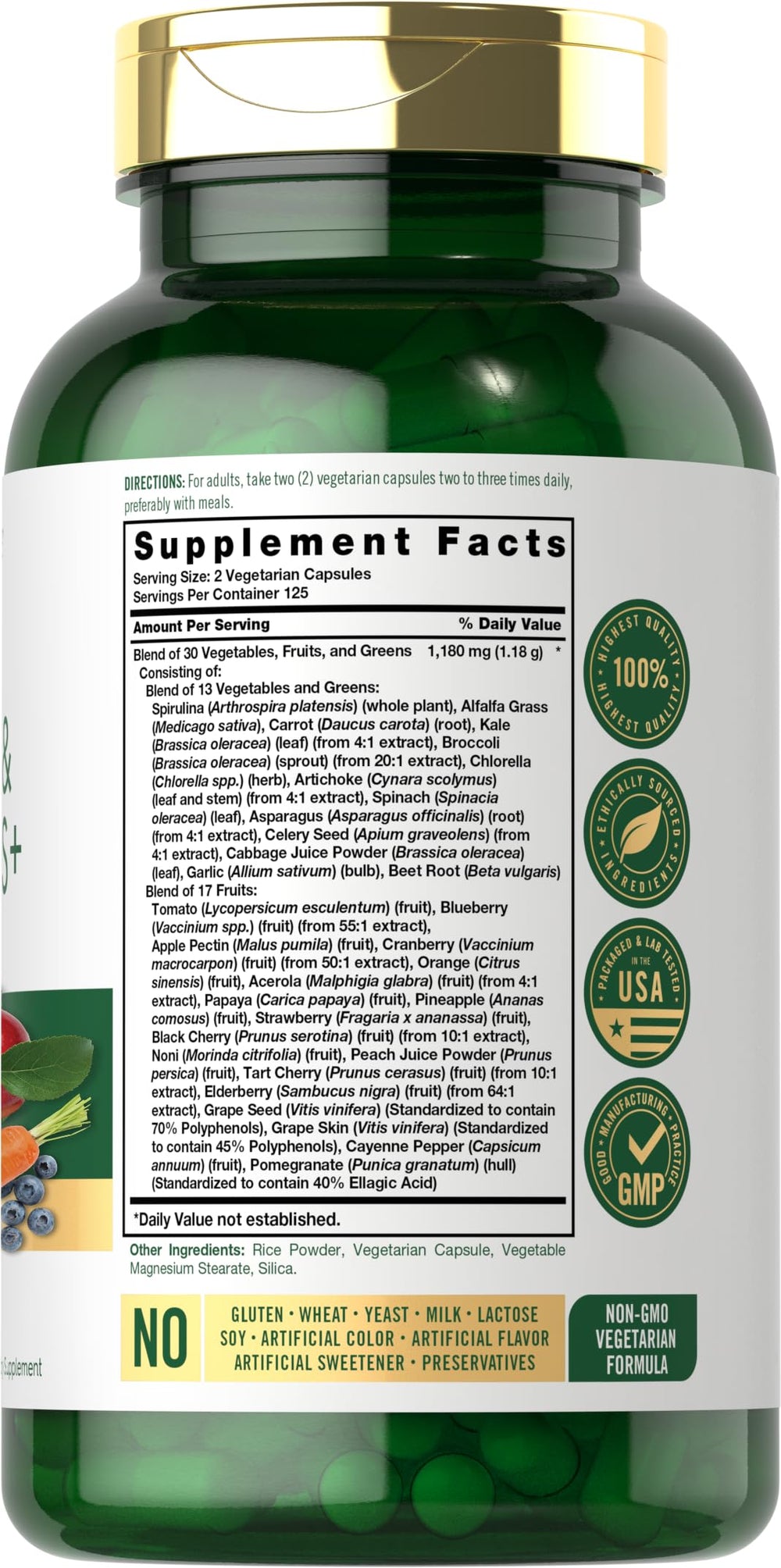 Carlyle Fruits and Veggies capsules dispensed from bottle support a simple daily ritual.