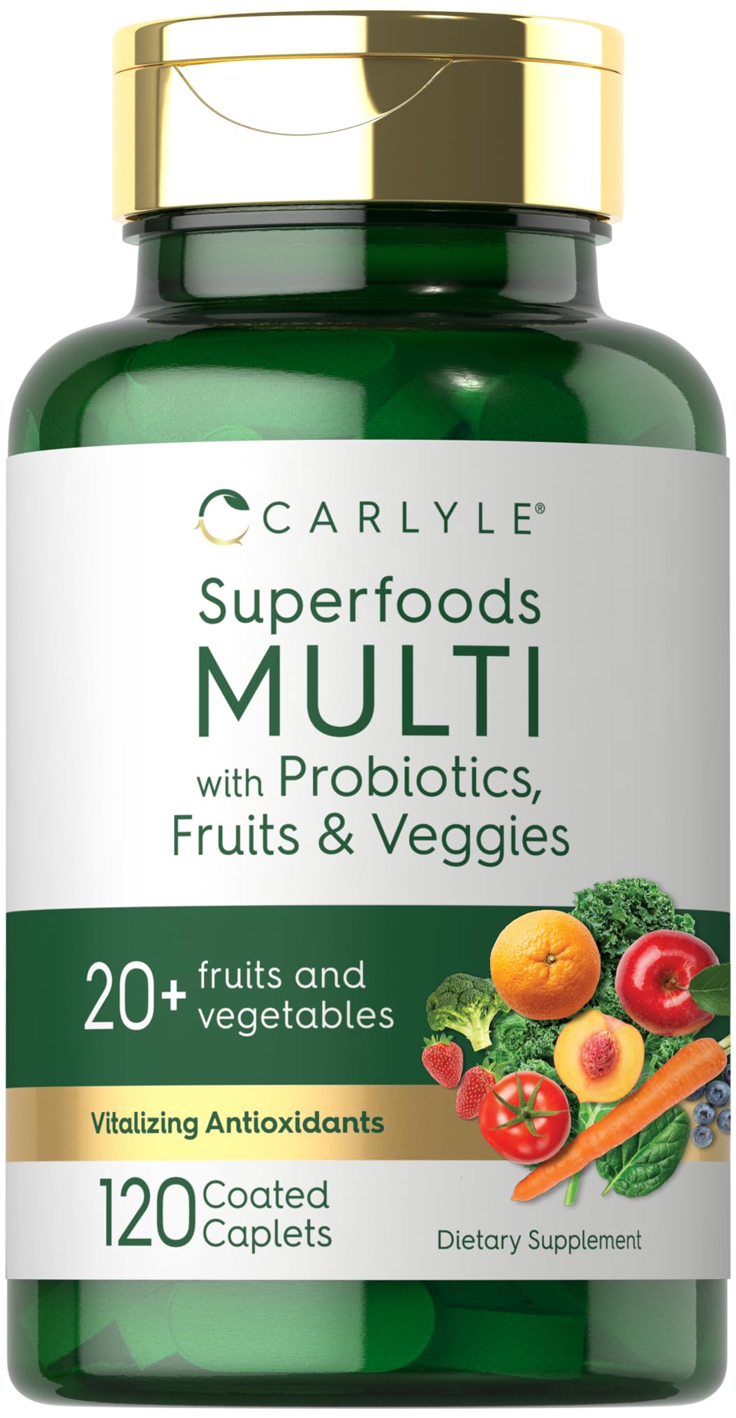 Carlyle Fruits and Veggies bottle on kitchen counter promotes daily nutrition