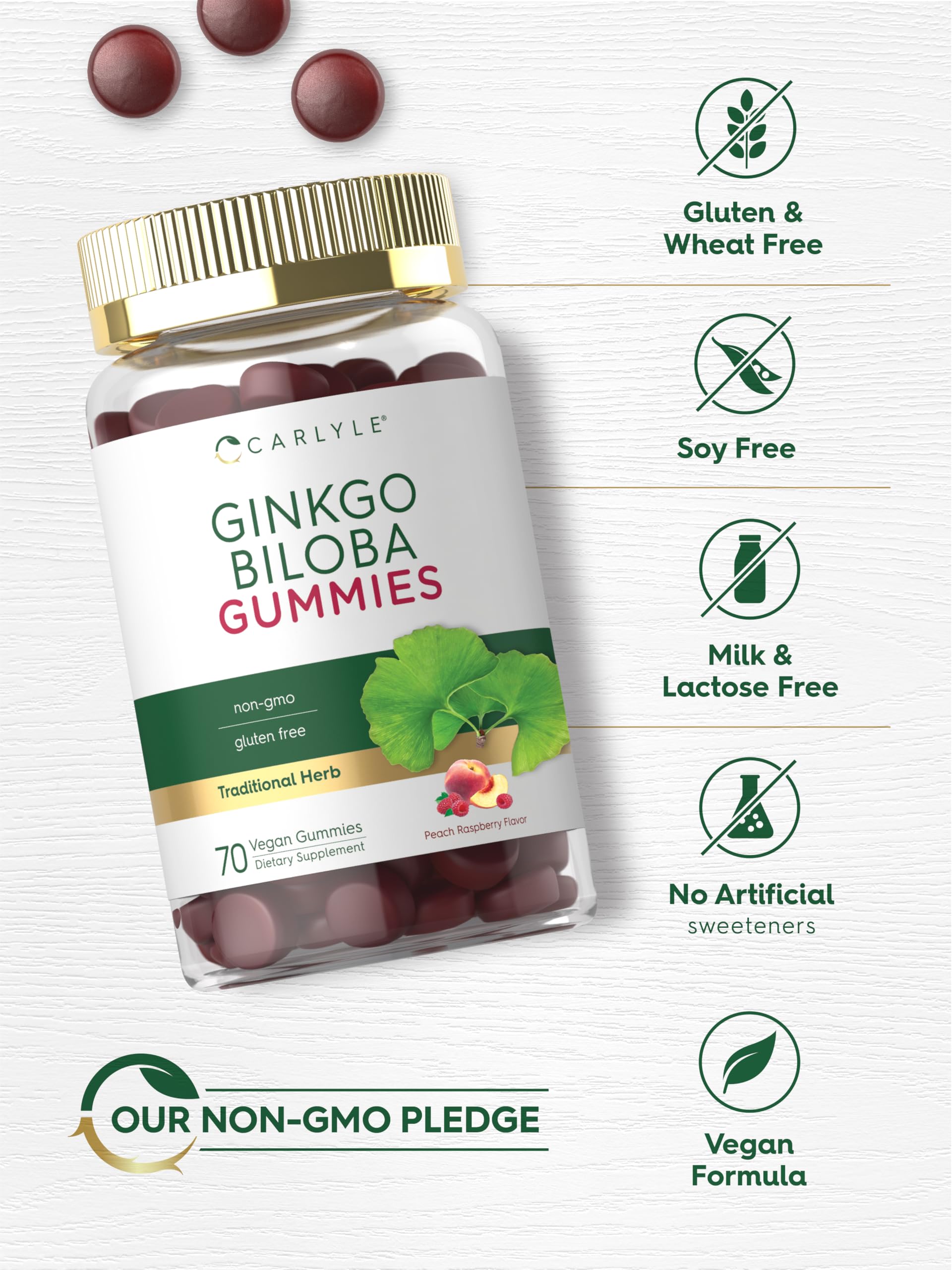 Carlyle Ginkgo Biloba Gummies packaging designed for daily use and travel.