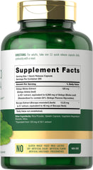 Carlyle Ginkgo Biloba pills label highlighting extra strength formula for daily support.