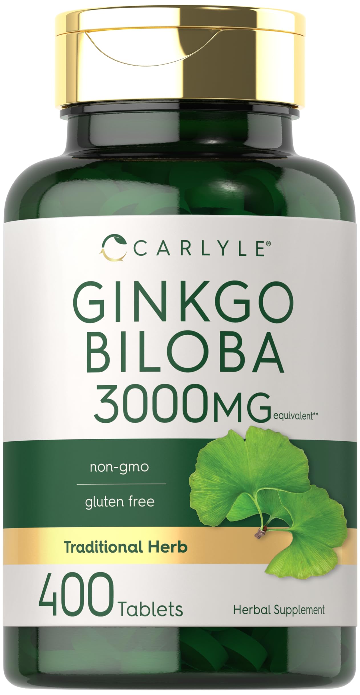 Carlyle Ginkgo Biloba tablets bottle emphasizes easy daily use