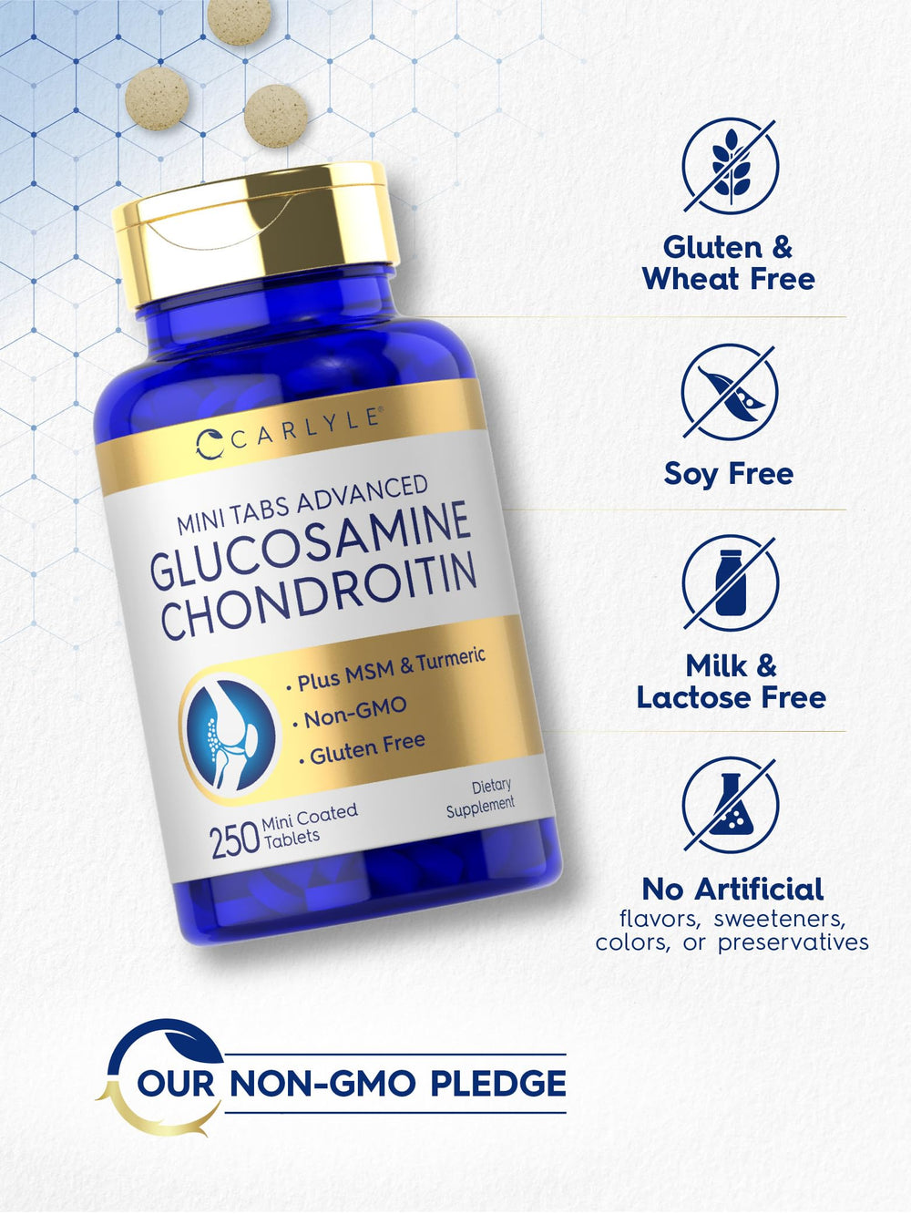 Carlyle bottle open showing convenient daily supplementation.