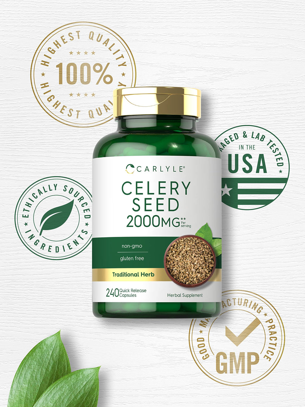 Carlyle Celery Seed Extract gluten-free and non-GMO formulation.