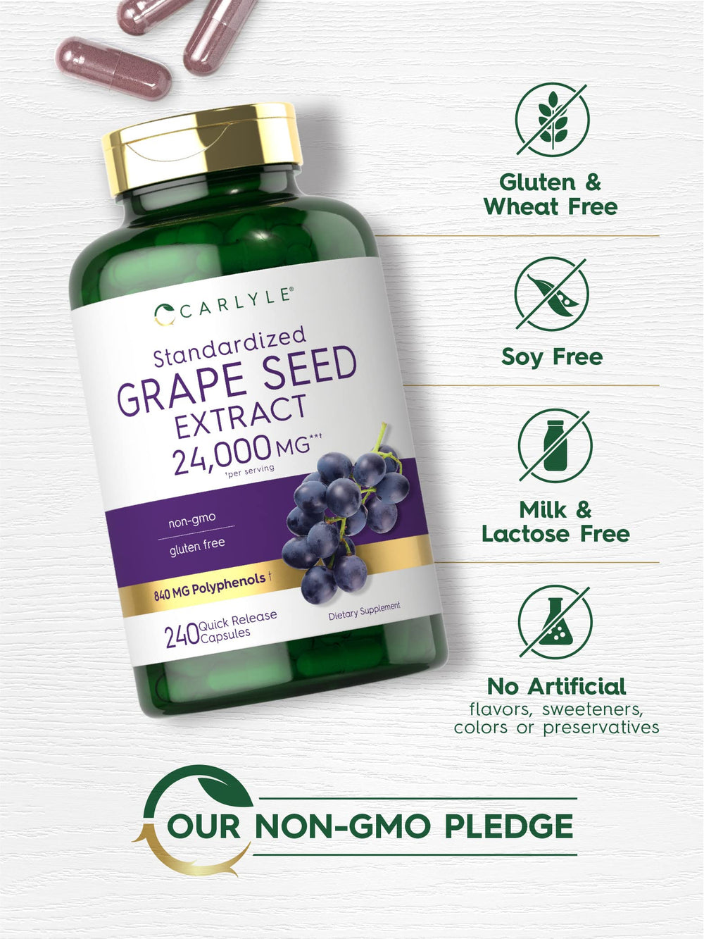 Grape Seed Extract bottle on shelf illustrating convenient daily supplementation routine
