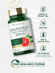 Carlyle Grapefruit Seed Extract bottle tilted for easy access and familiar dosage.