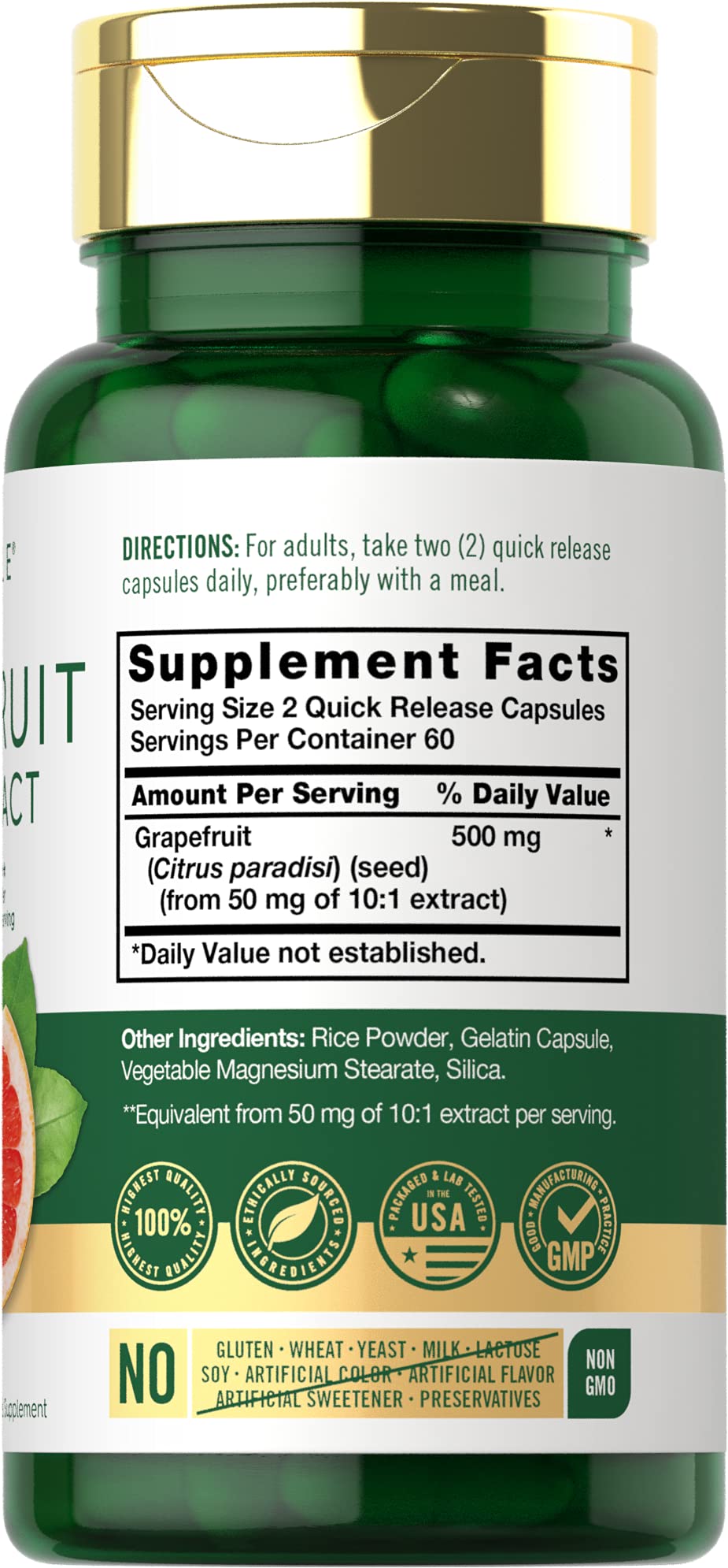 Carlyle Grapefruit Seed Extract capsules ready for everyday use and convenience.
