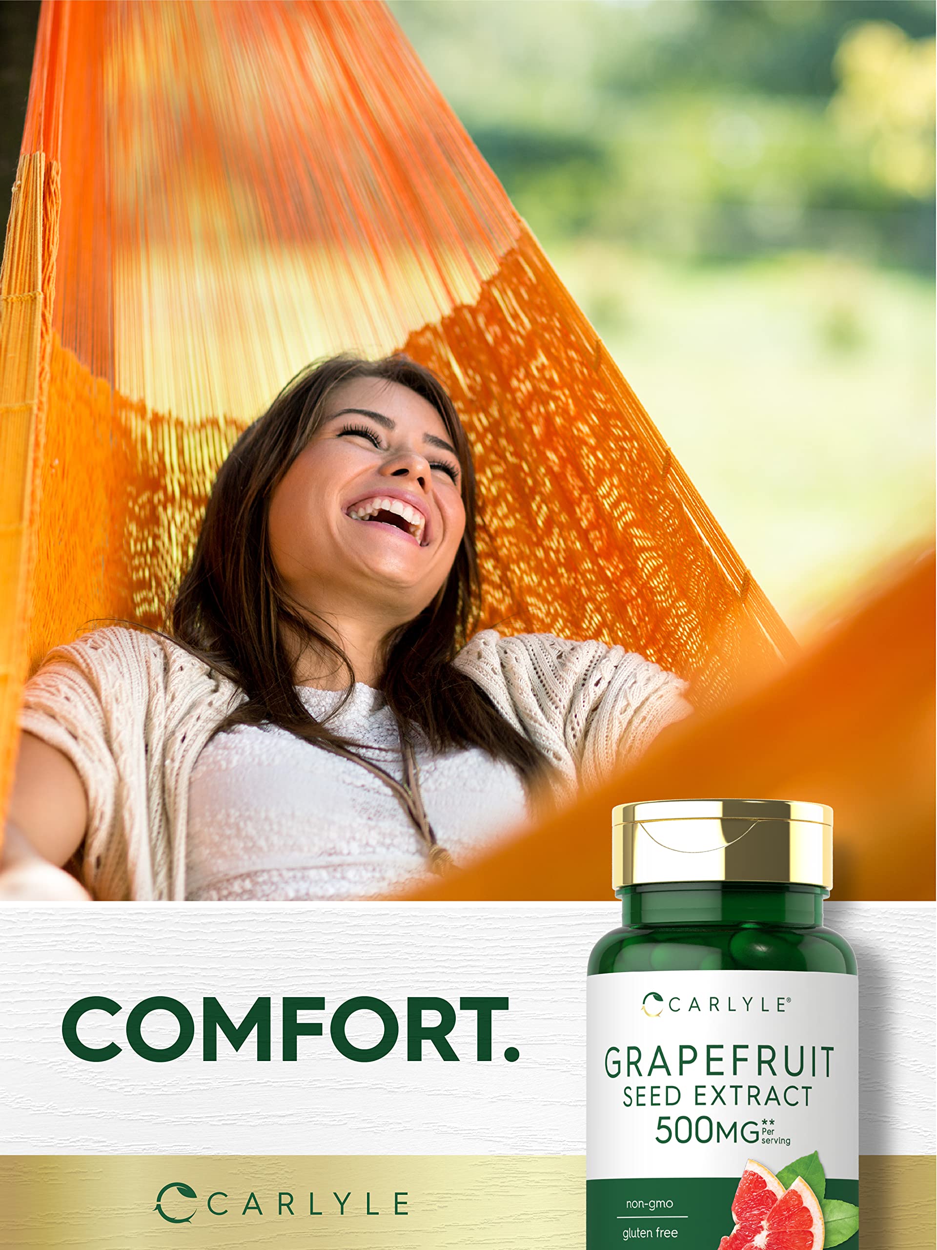 Carlyle Grapefruit Seed Extract close up emphasizes capsules and formulation.