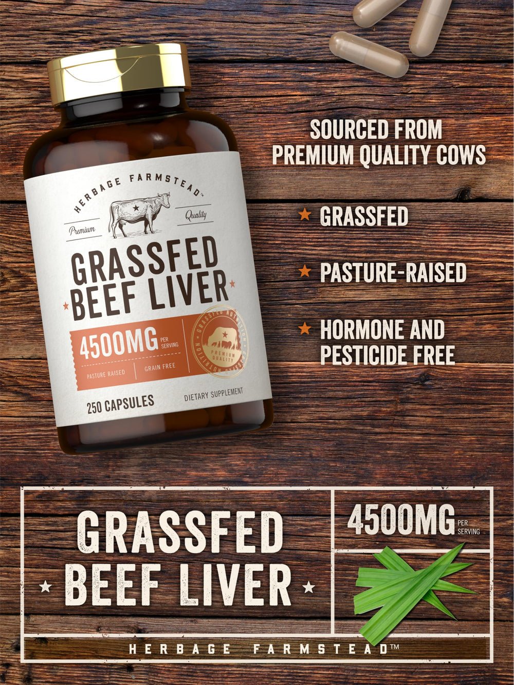 Carlyle packaging box front view reveals grass-fed beef liver origin and quality.