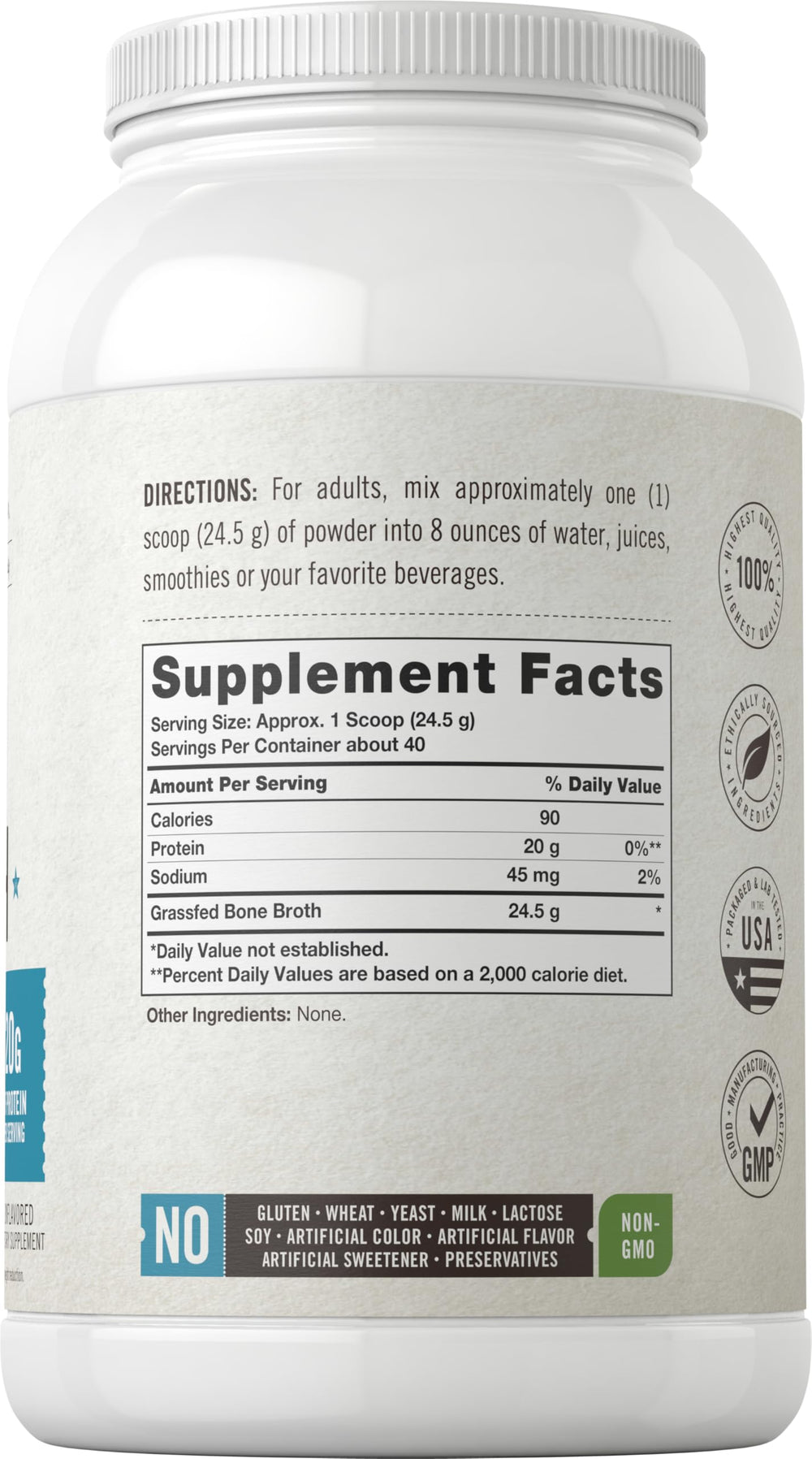 Carlyle Bone Broth Powder scoop showing portion control for daily protein
