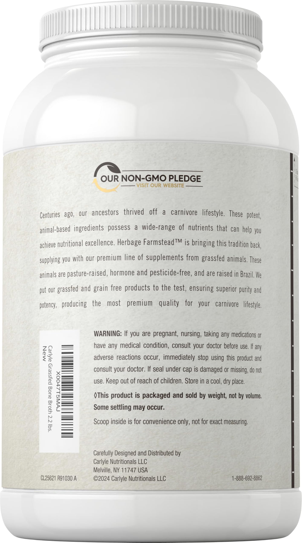 Carlyle Bone Broth Powder shake glass ready for smoothies or drinks