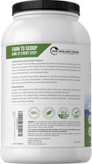 Scoop of Carlyle Grass Fed Whey Protein showing serving size for daily protein.