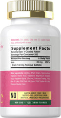 Close-up of Carlyle slow-release iron tablets highlighting gradual absorption.