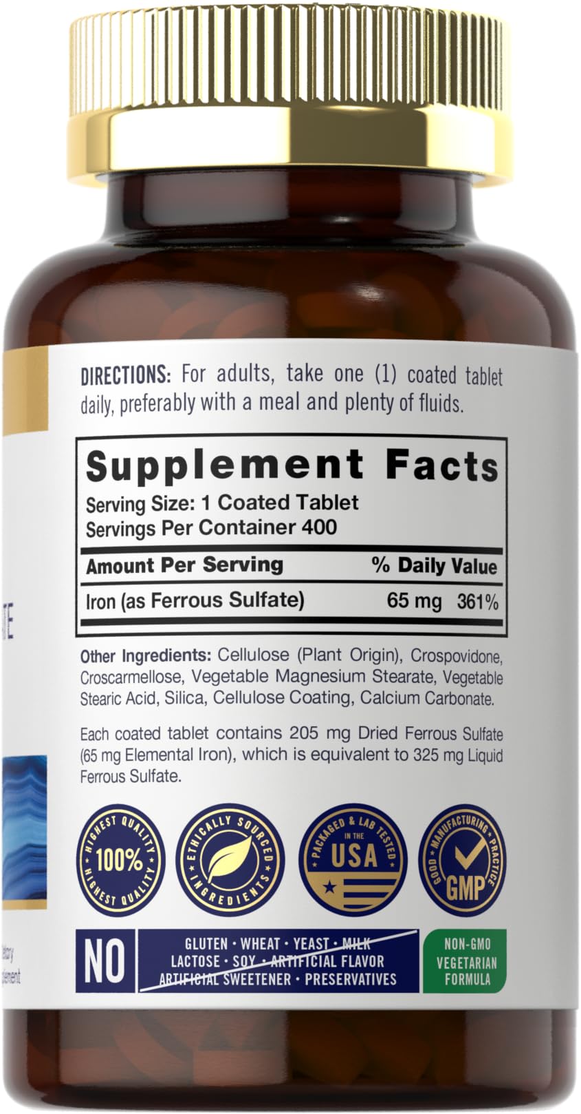 Carlyle Iron tablets coated for easy swallowing and absorption.