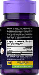 Close-up of Carlyle Kids Melatonin bottle showing 120 chewables for bedtime support