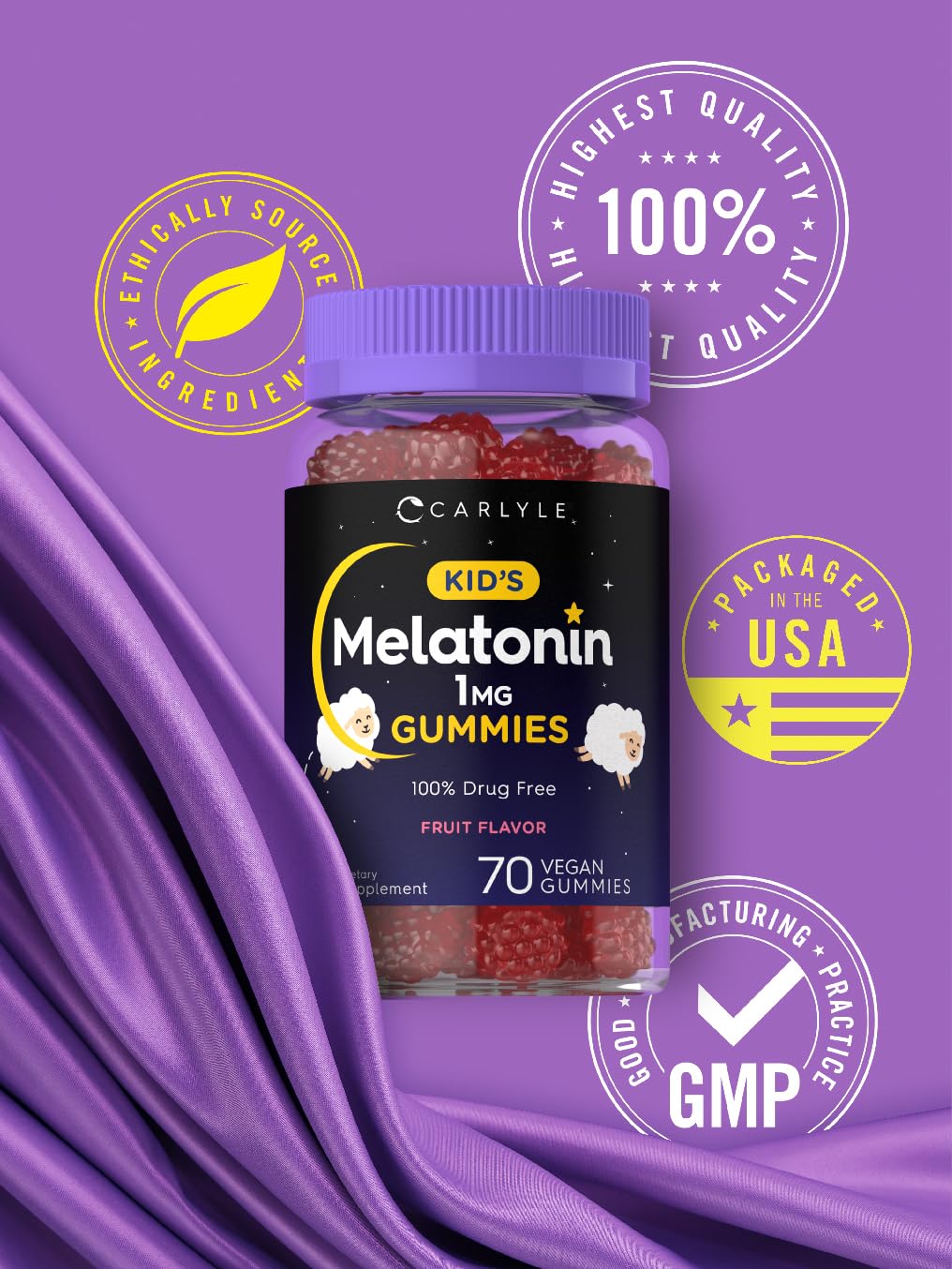 Carlyle Kids Melatonin Gummies vegan non-GMO gluten-free