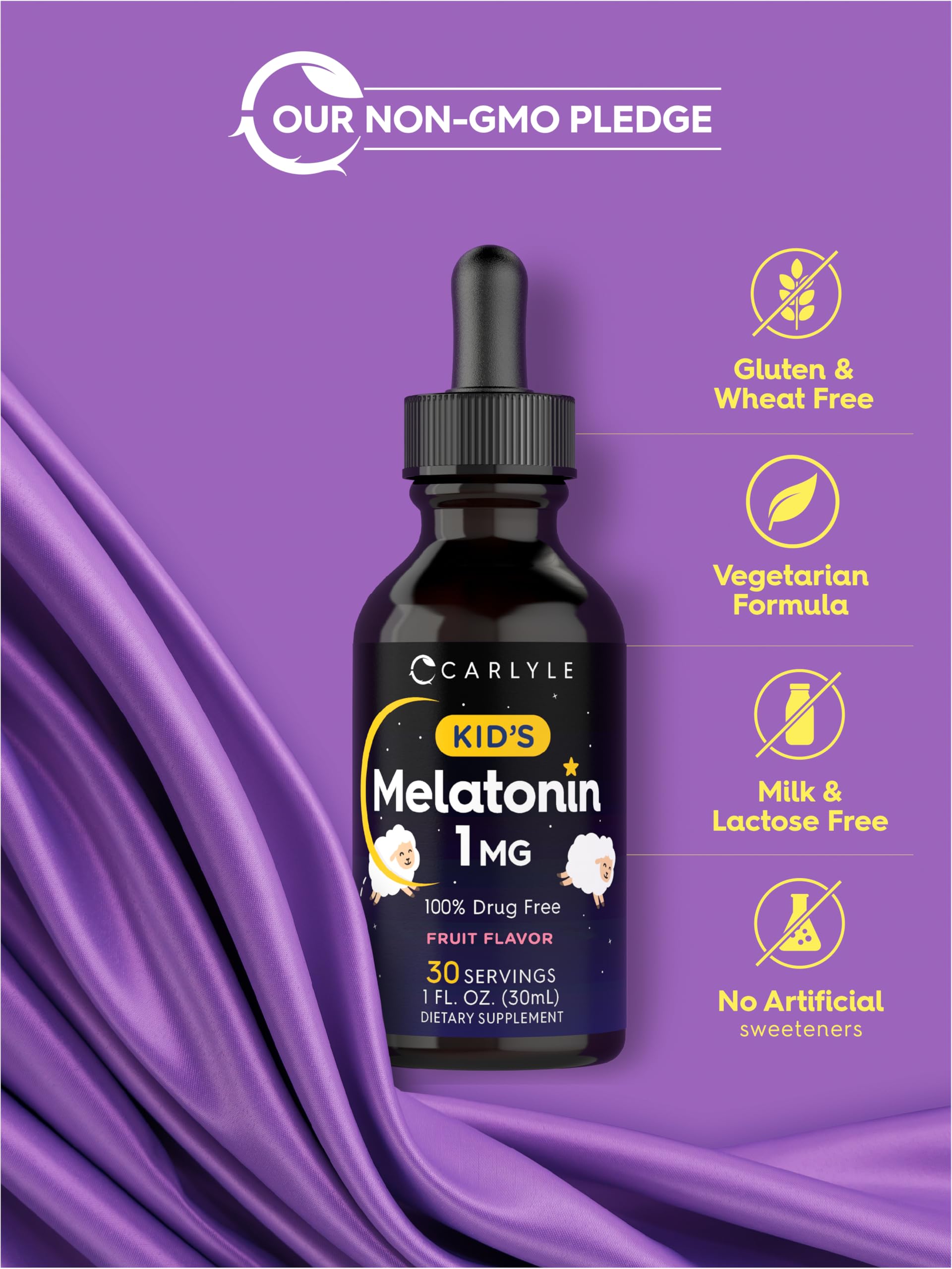 Child uses Carlyle Melatonin Liquid during a bedtime routine.