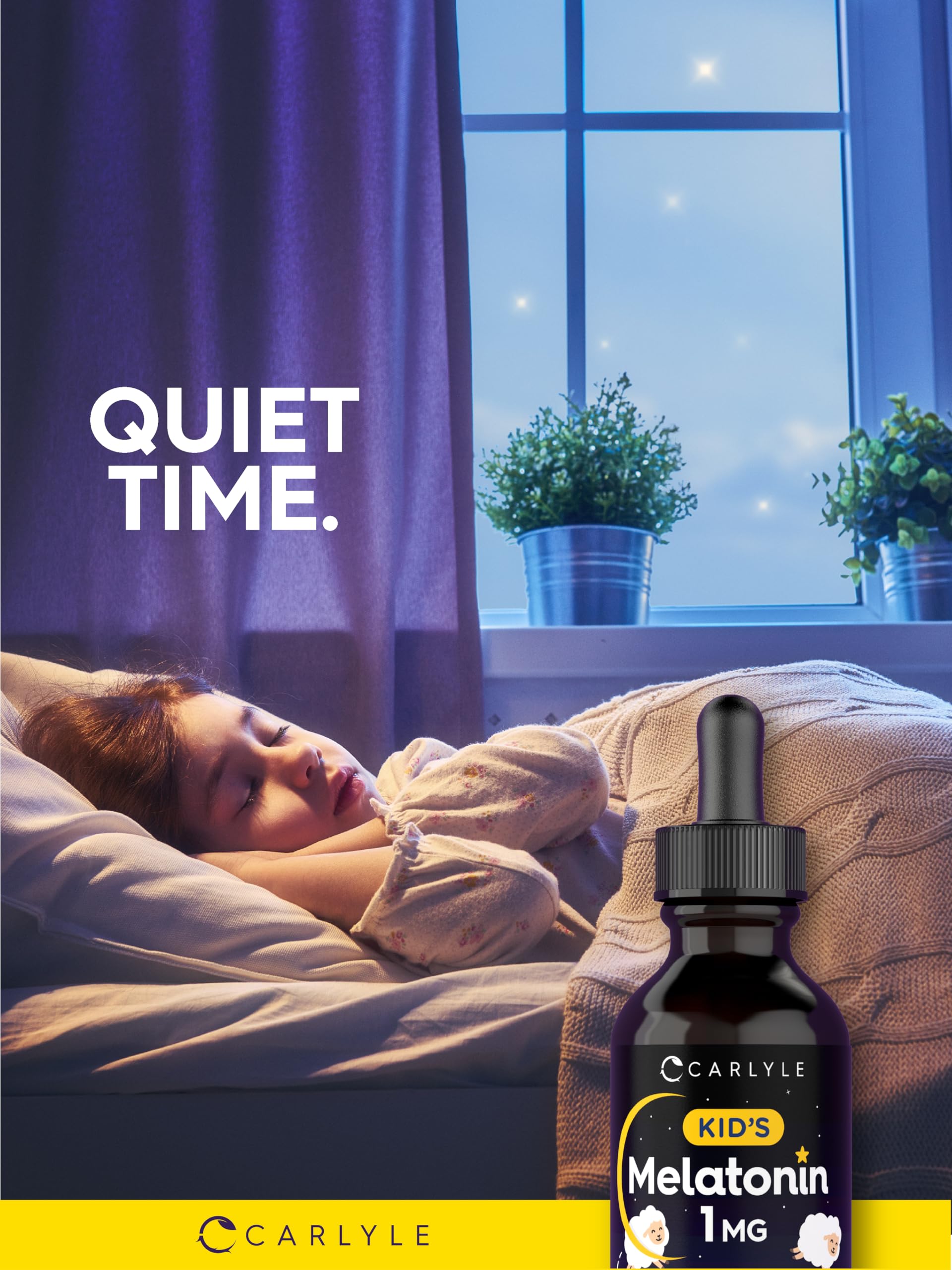 Berry-flavored Carlyle Melatonin Liquid bottle ready for nightly use.