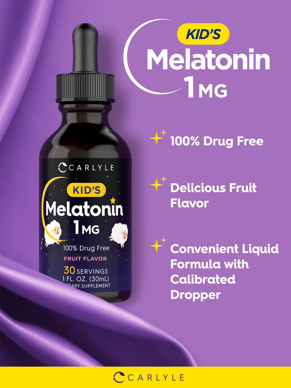 Carlyle Kids Melatonin Liquid two-pack packaging for value and convenience.