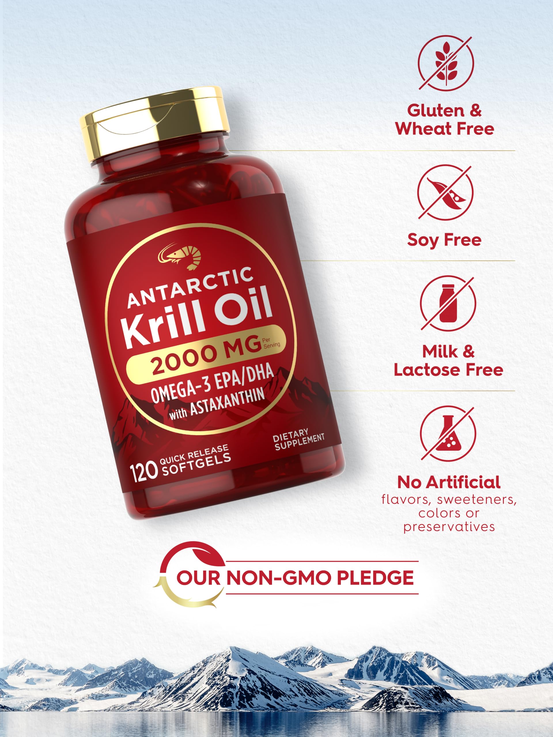 Carlyle Krill Oil bottle poured with softgels.