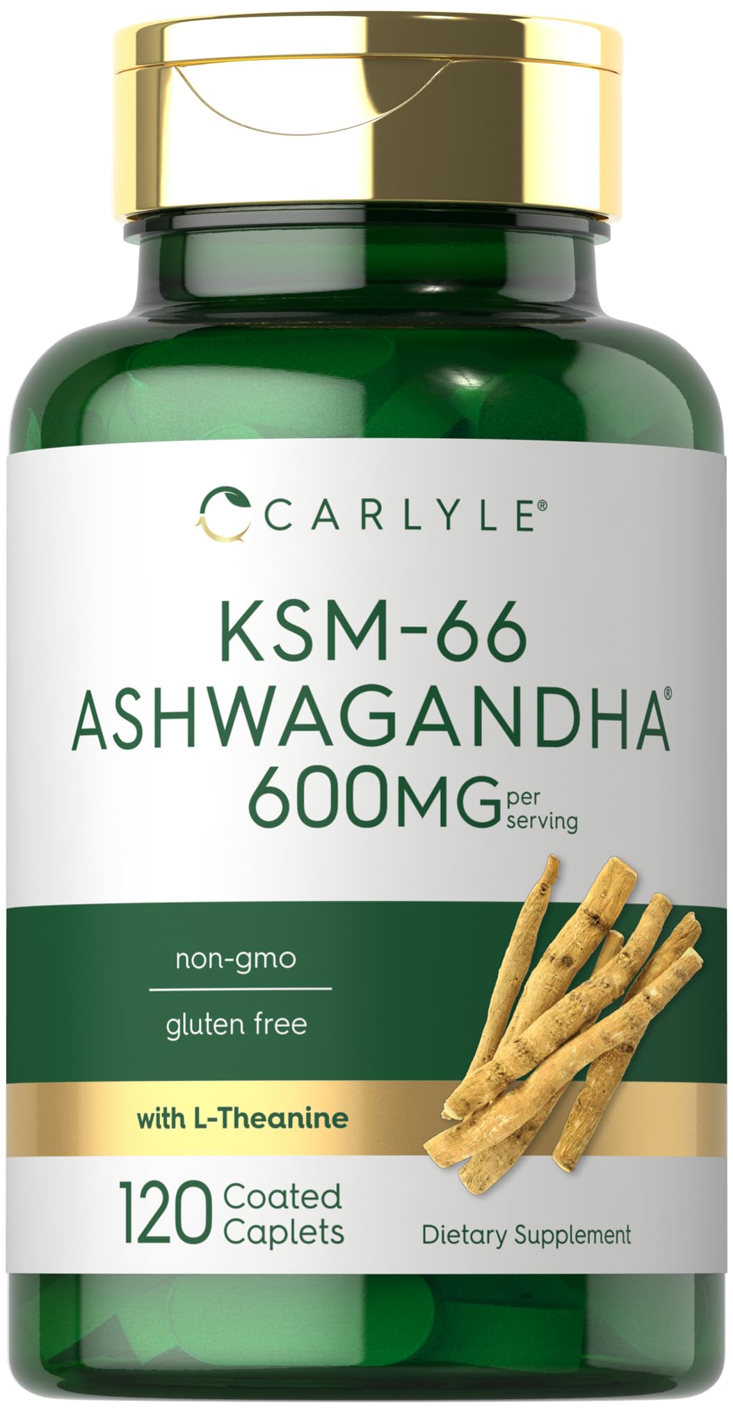 Carlyle KSM-66 Ashwagandha bottle demonstrates balanced daily wellness support.