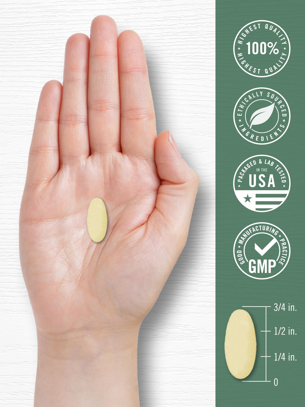 Vegan-caplets display commitment to plant-based wellness for users.