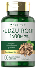 Carlyle Kudzu Root 100-extract capsules in a bottle for convenient daily use.