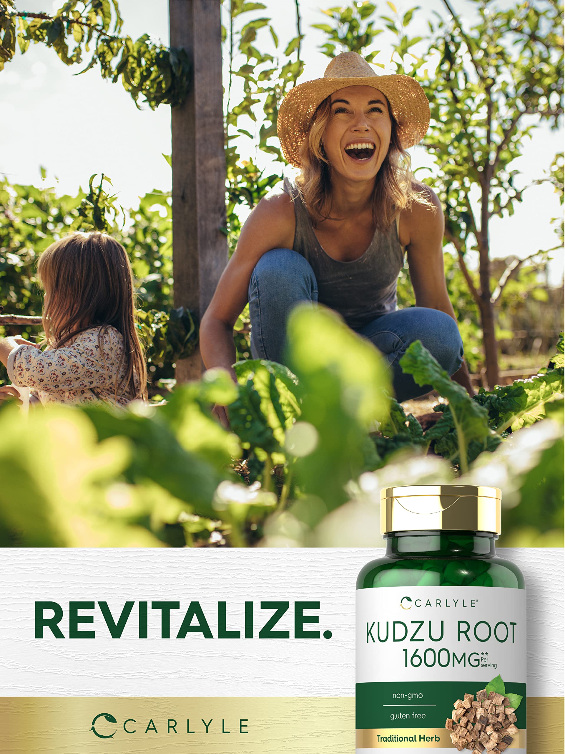 Carlyle Kudzu Root non-GMO stamp reinforces product integrity.
