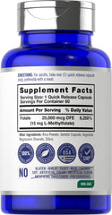 Carlyle L-Methylfolate 15mg label view shows non-GMO and gluten-free features.