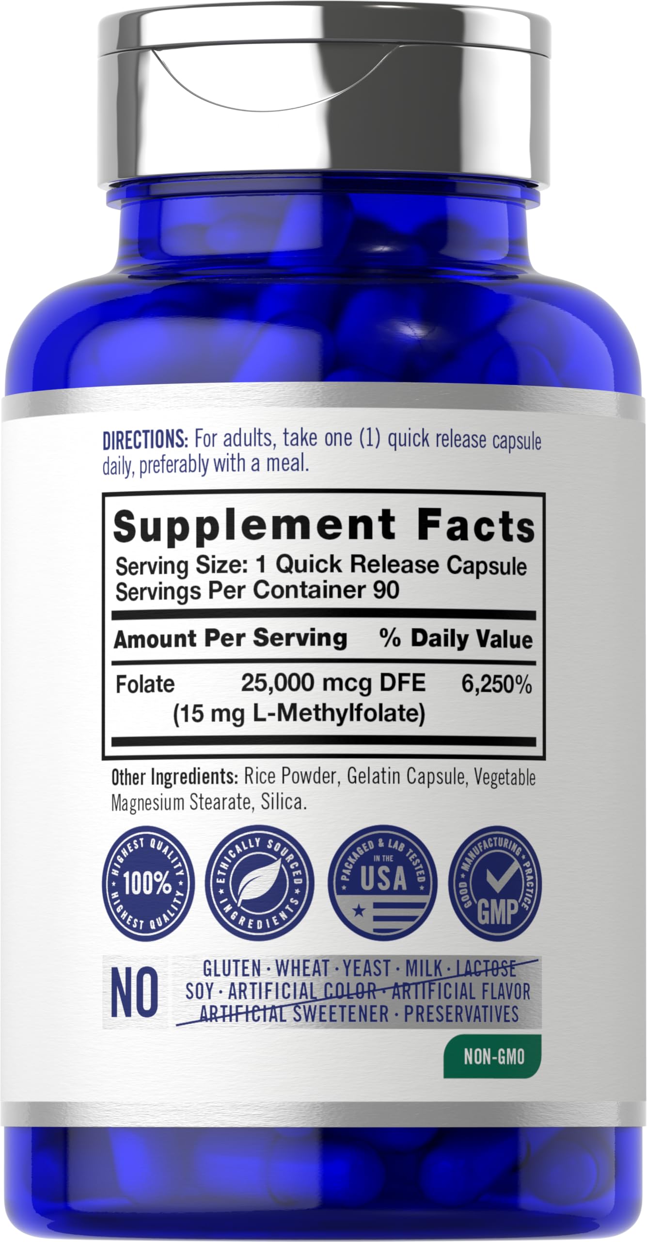 Carlyle L-Methylfolate bottle front for convenient daily dosing.