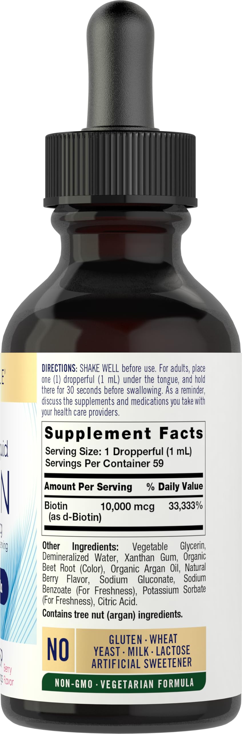 Dropper dispensing biotin drops for easy daily dosing
