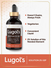 Carlyle Lugols Iodine 2 Percent liquid drops ready for measured doses