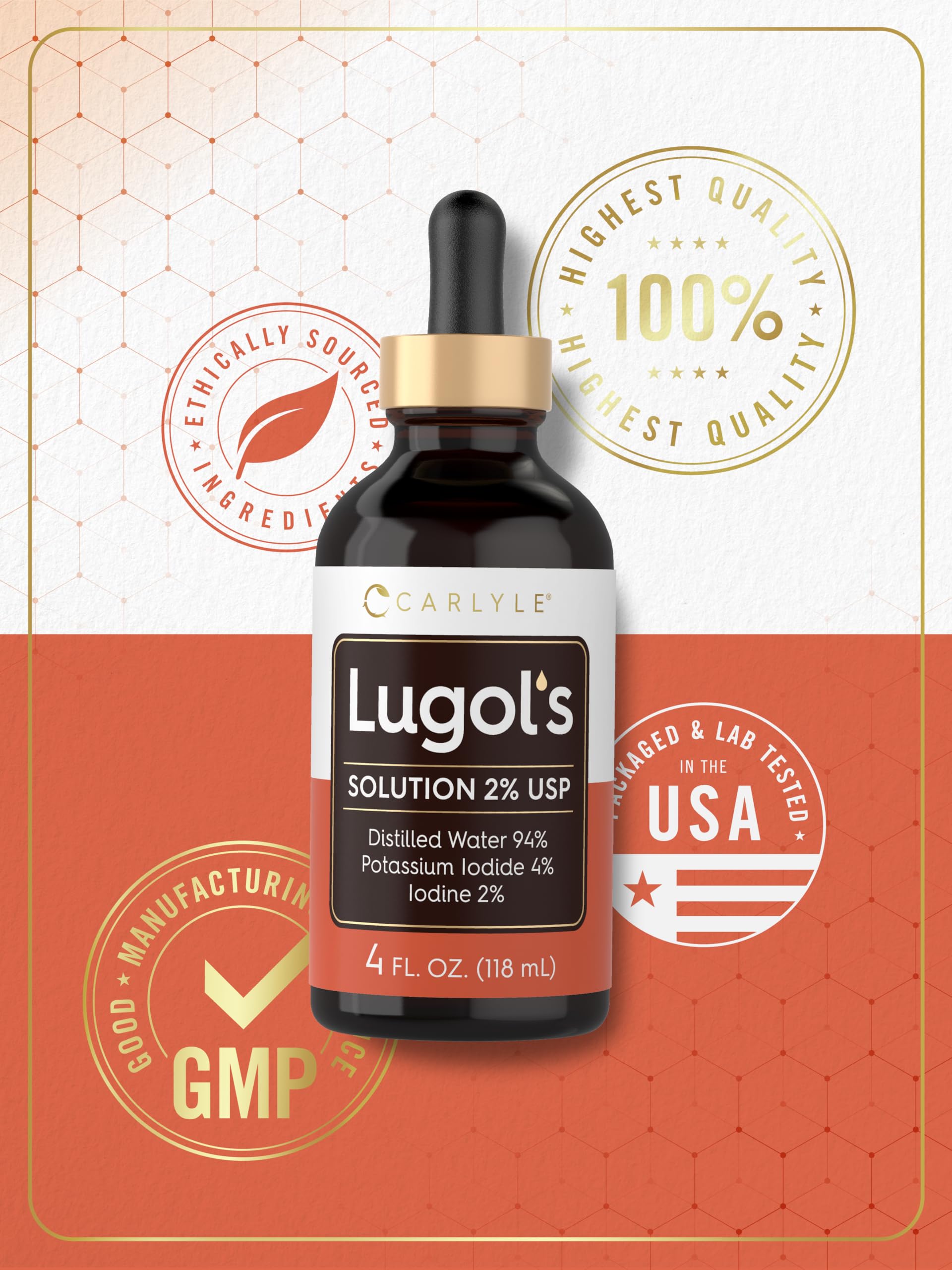 Carlyle Lugols Iodine 2 Percent USA manufactured in a trusted facility