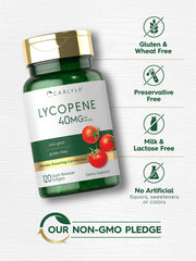 Carlyle Lycopene 40mg softgels pour demonstrating easy to swallow softgels.