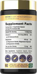 Carlyle Magnesium Zinc Vitamin D3 capsules ready for daily use.