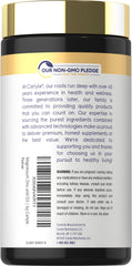 Carlyle label close-up highlighting the three-in-one formula.