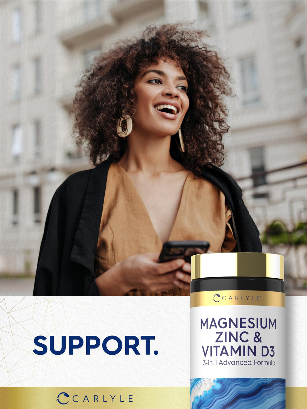 Carlyle packaging signals premium wellness and easy access.