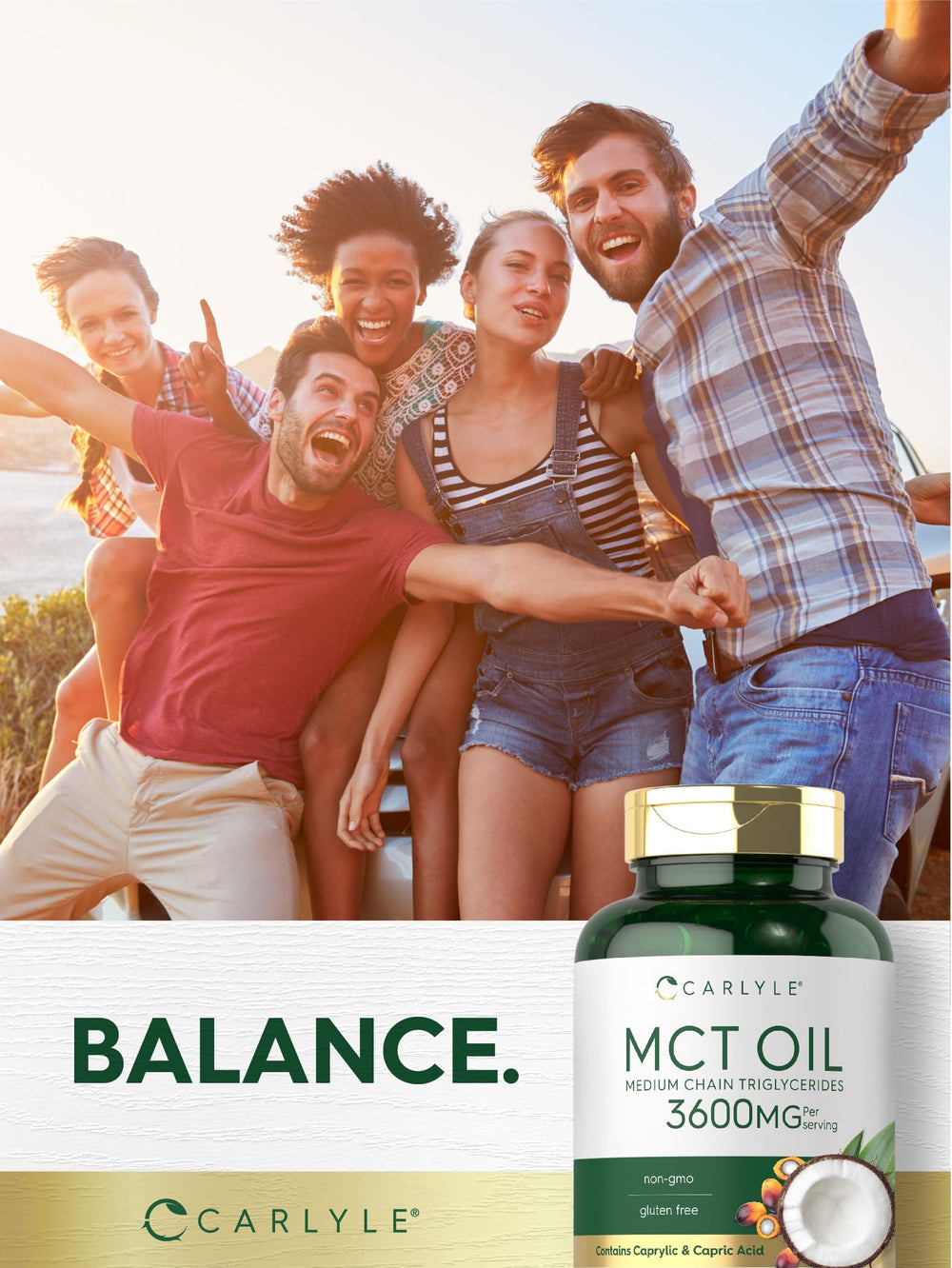 Quick release design of Carlyle MCT oil capsules for easy swallowing.