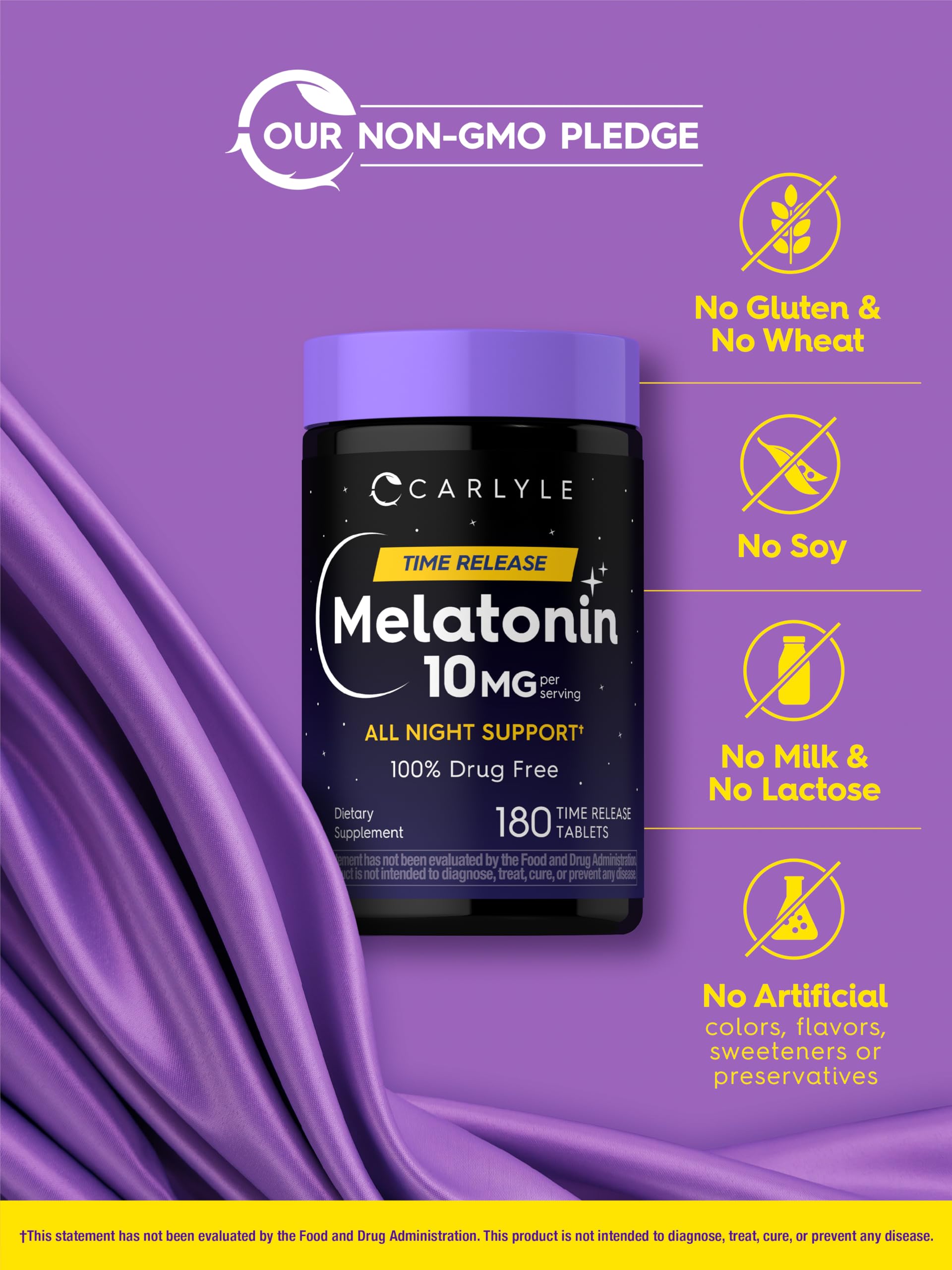 Carlyle Melatonin 10mg nighttime routine scene suggests a calm bedtime ritual