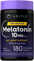Carlyle Melatonin 10mg time-release bottle promotes all-night rest