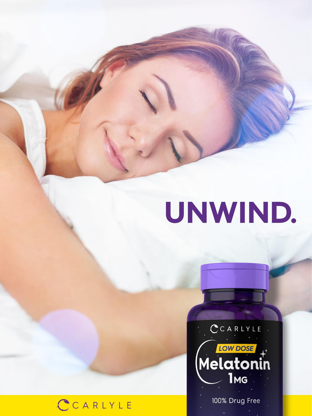 Lab-tested Carlyle Melatonin 1 mg ingredients for trusted quality visuals.