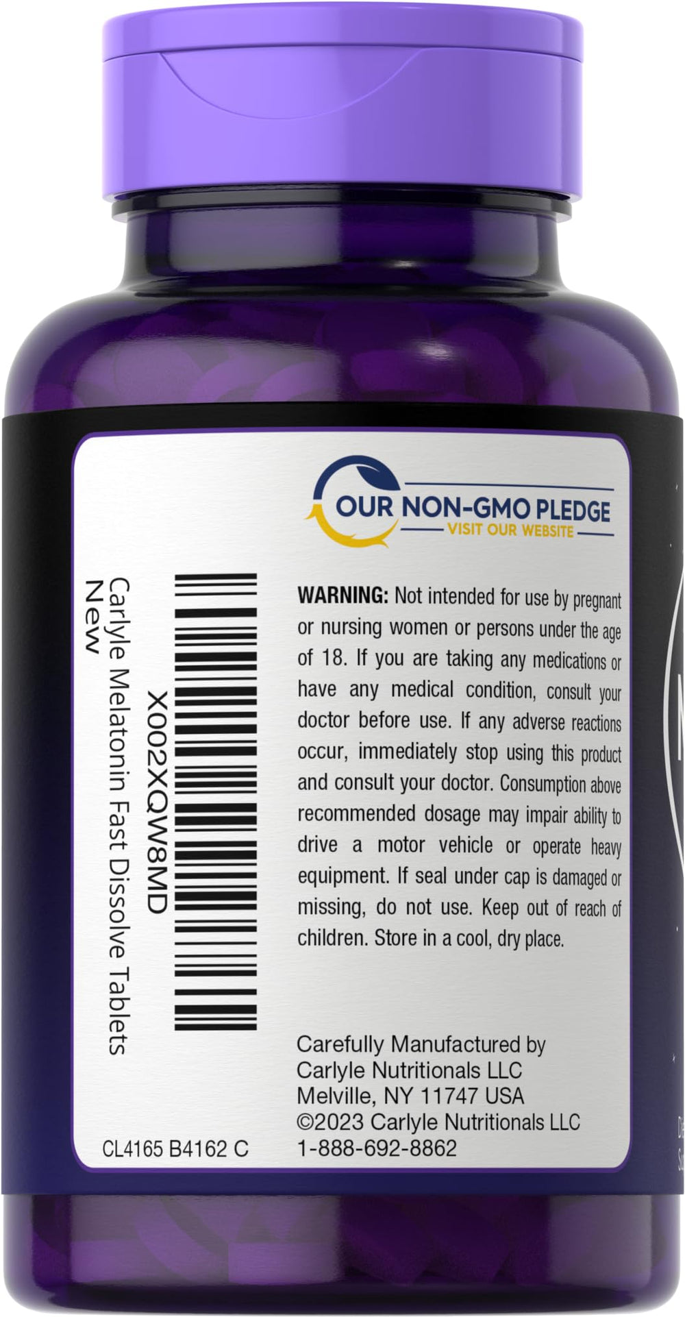 Carlyle Melatonin 250-count bottle front showing packaging