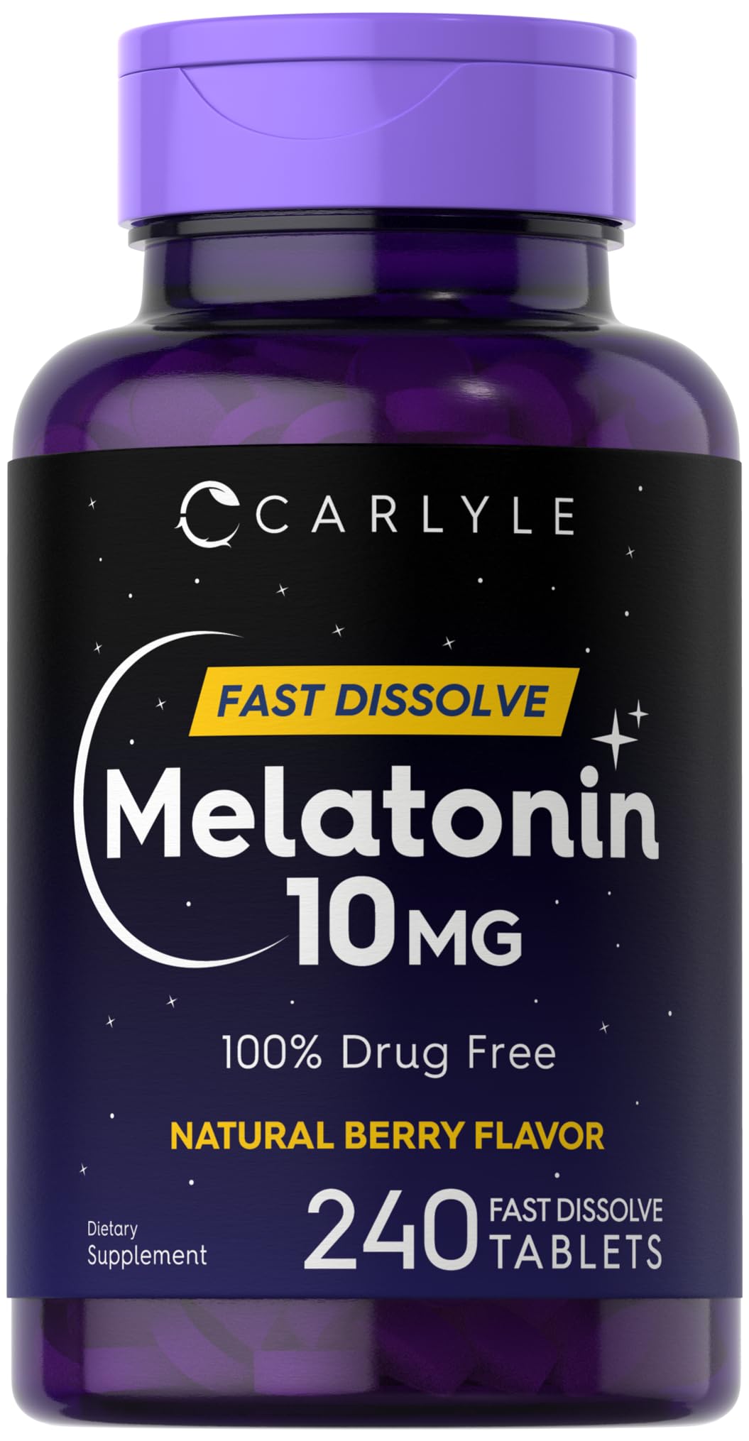Carlyle Melatonin berry bottle for bedtime rituals.