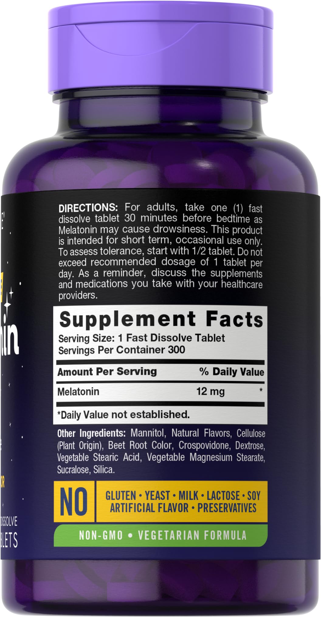 Carlyle Melatonin berry flavor tablets close-up highlighting natural taste
