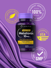 Carlyle Melatonin capsules close-up highlighting easy-to-swallow softgels.