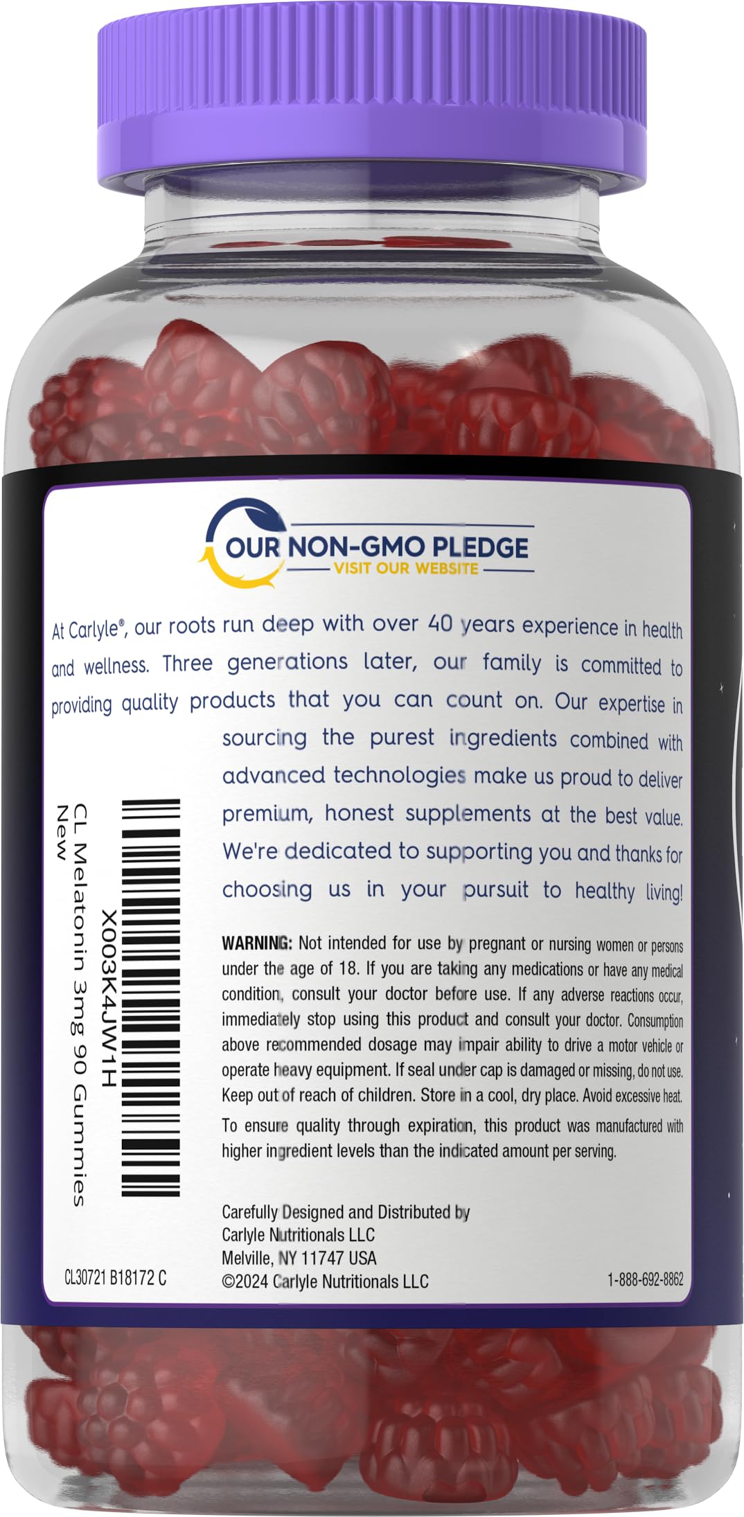 Carlyle Melatonin Gummies fruit flavor, appealing bedtime treat