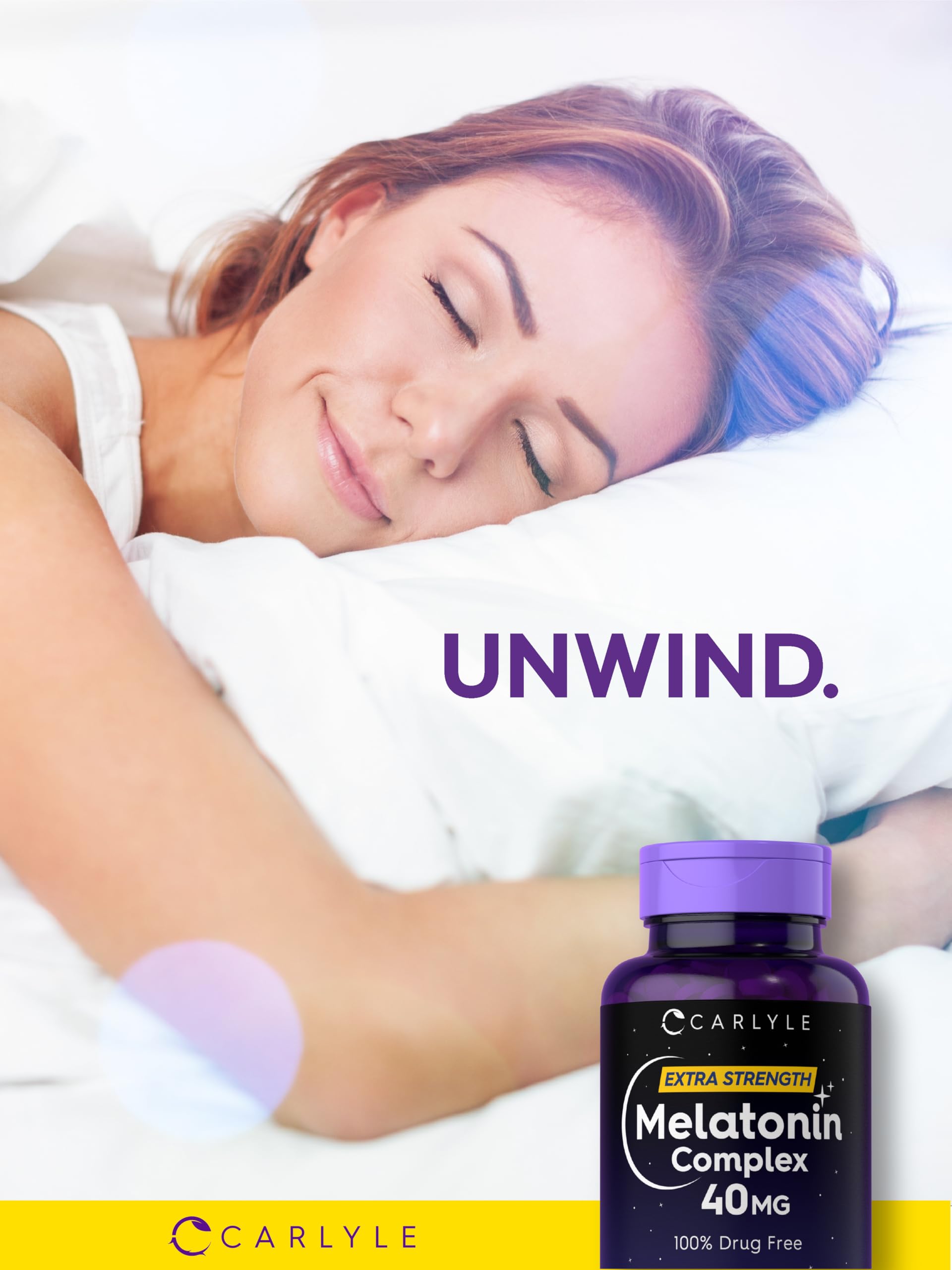 Carlyle Melatonin lab-tested ingredients badge signals quality.