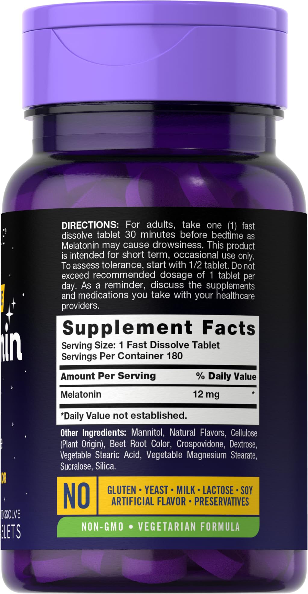 Carlyle Melatonin natural berry flavor enhances nightly use.