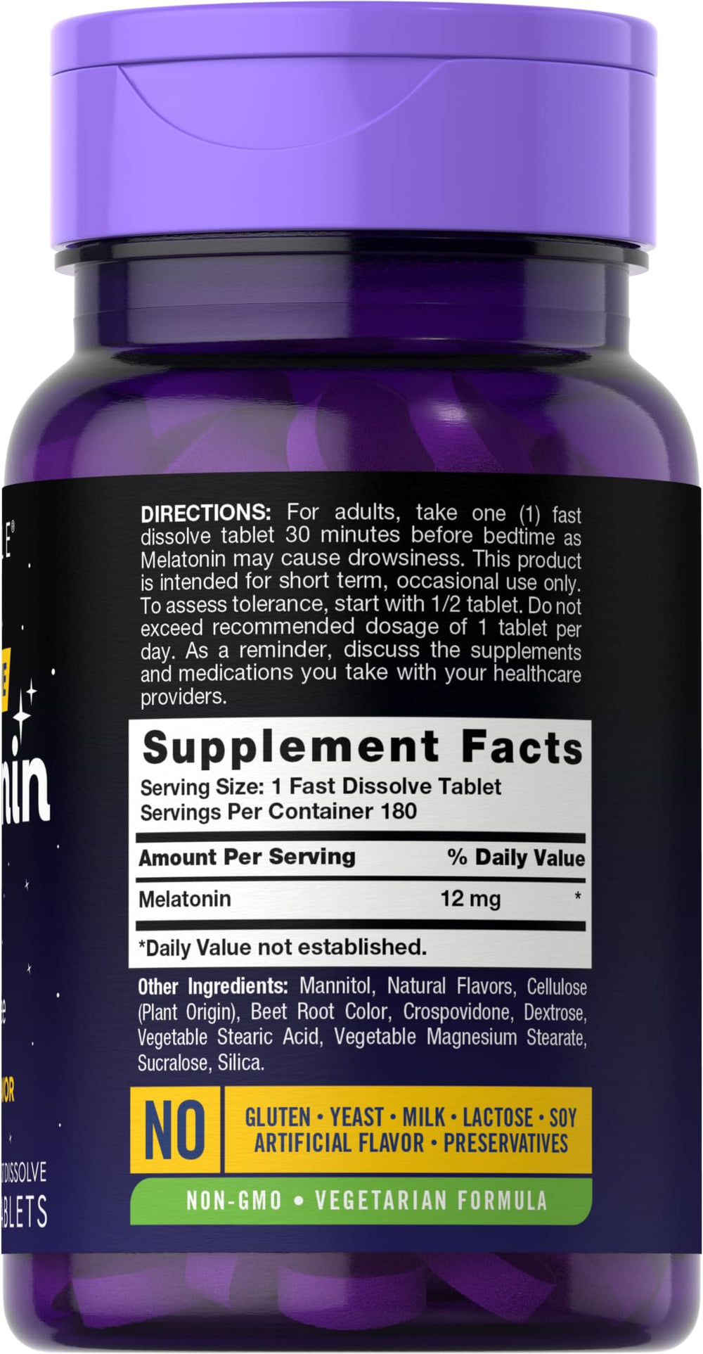 Carlyle Melatonin natural berry flavor enhances nightly use.