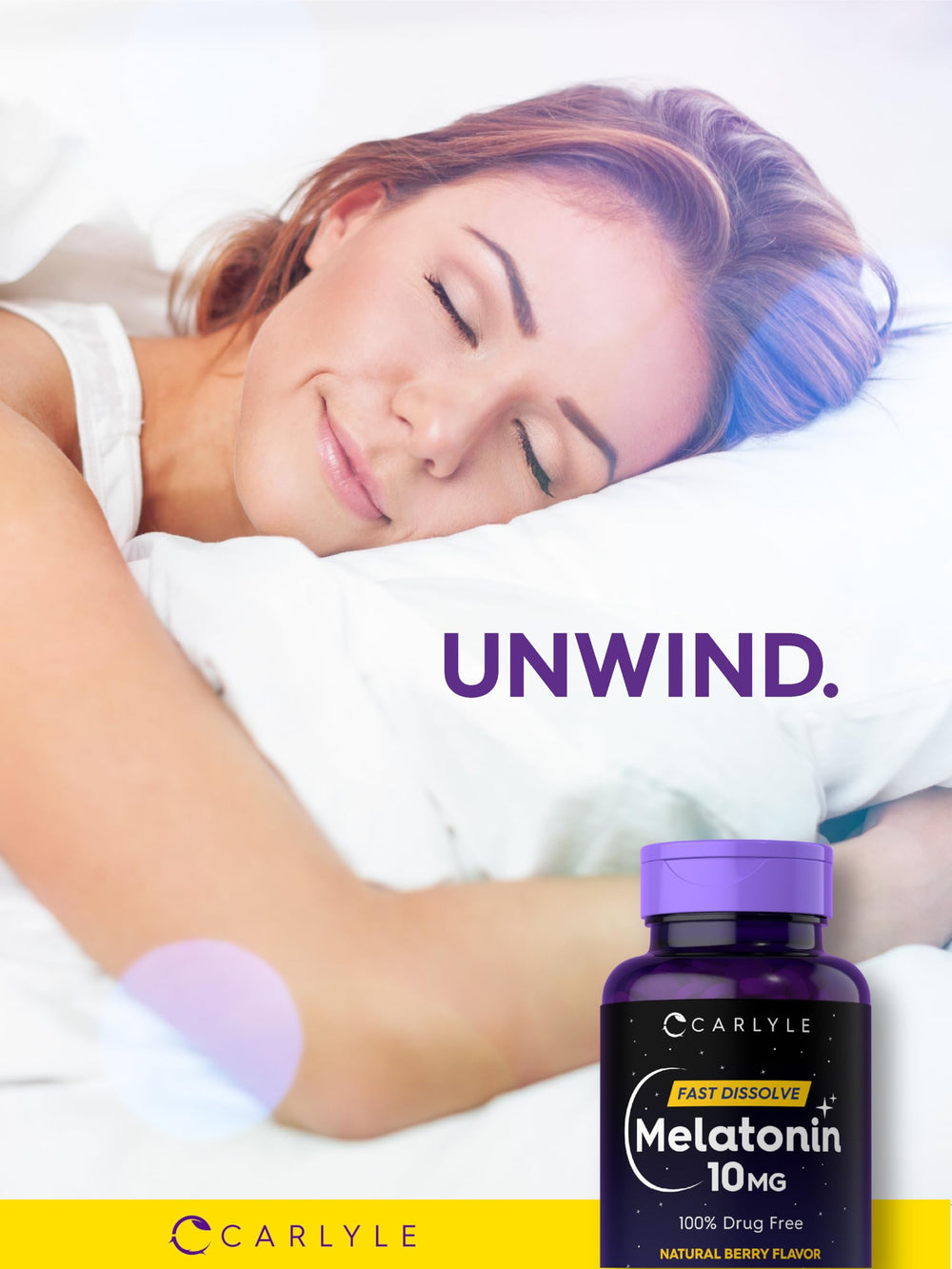 Carlyle Melatonin non-GMO and gluten-free supplement for sleep routines.